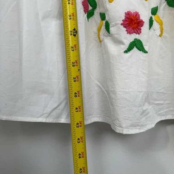 NEW - FRANCES VALENTINE Floral Garland Embroidery Midi Dress Oyster Multi Size S